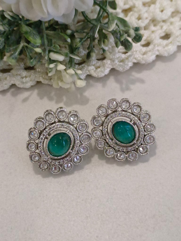 GREEN GEMINI KUNDAN EARRINGS