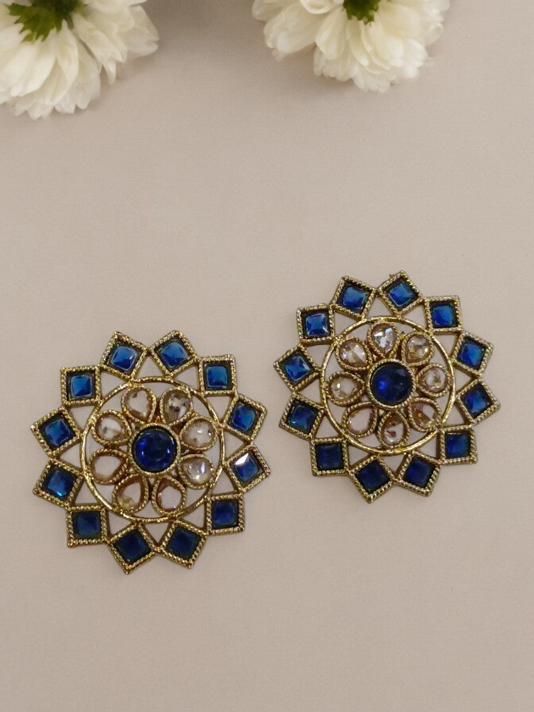 BLUE LARA KUNDAN EARRINGS