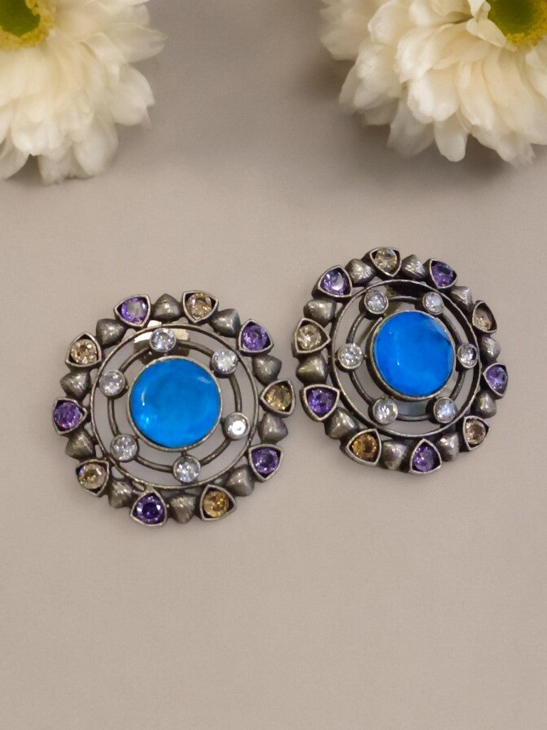 BLUE AMIRA KUNDAN EARRINGS