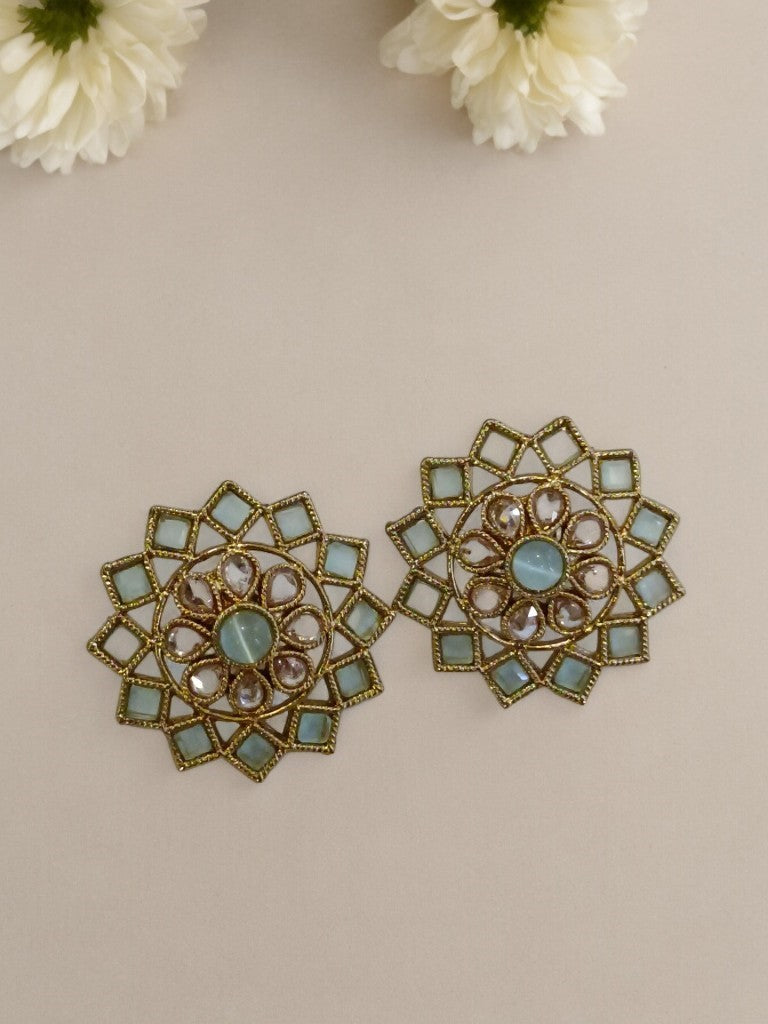 SEA BLUE LARA KUNDAN EARRINGS