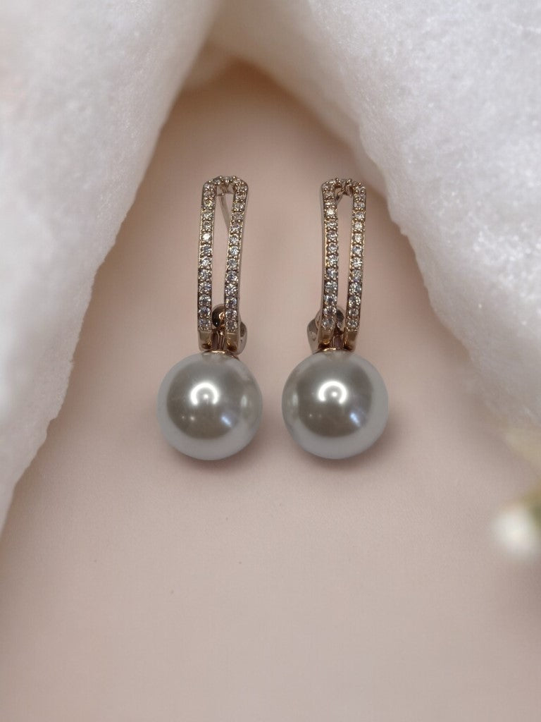 ROSE GOLD DIAMOND WITH PEARL IRESE EARRINGS