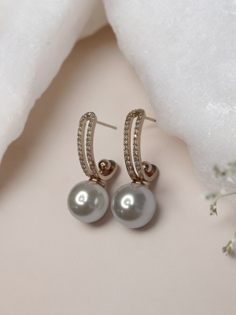 ROSE GOLD DIAMOND WITH PEARL IRESE EARRINGS