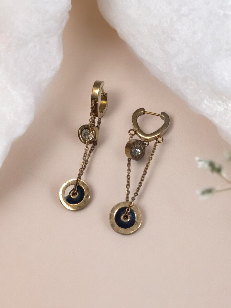BLACK ROMAN NUMERAL KAREN EARRINGS