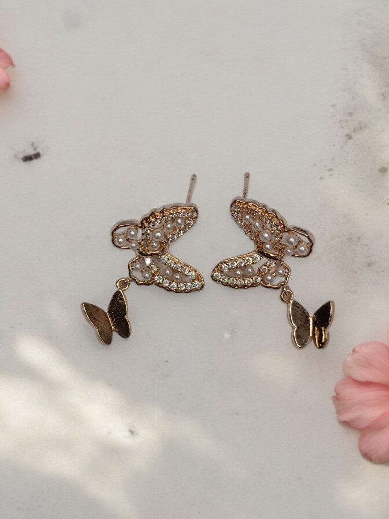 ROSE GOLD DIAMOND BUTTERFLY RUTHIE EARRINGS