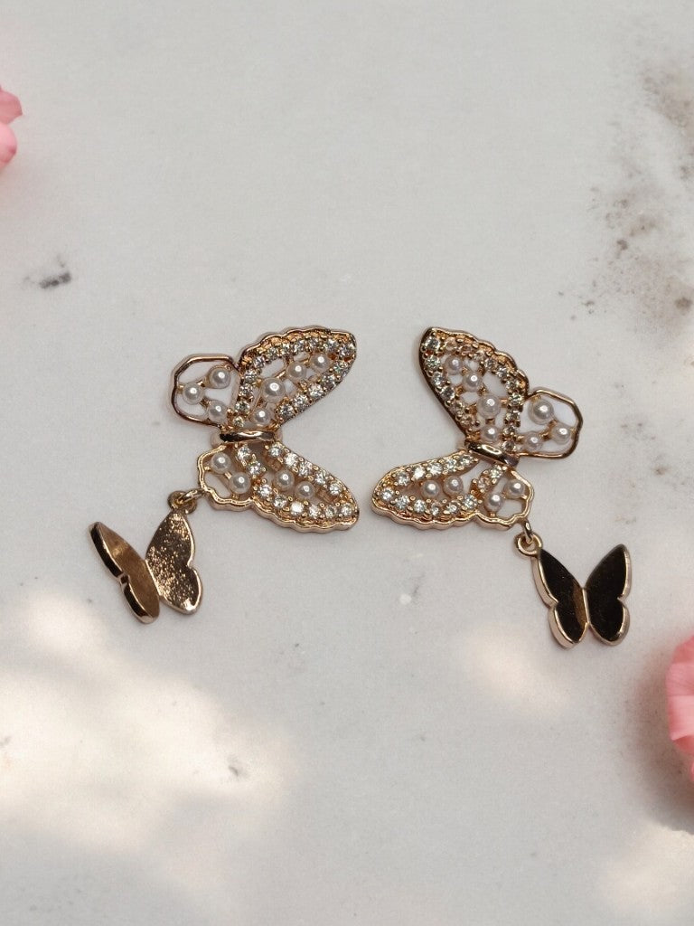 ROSE GOLD DIAMOND BUTTERFLY RUTHIE EARRINGS