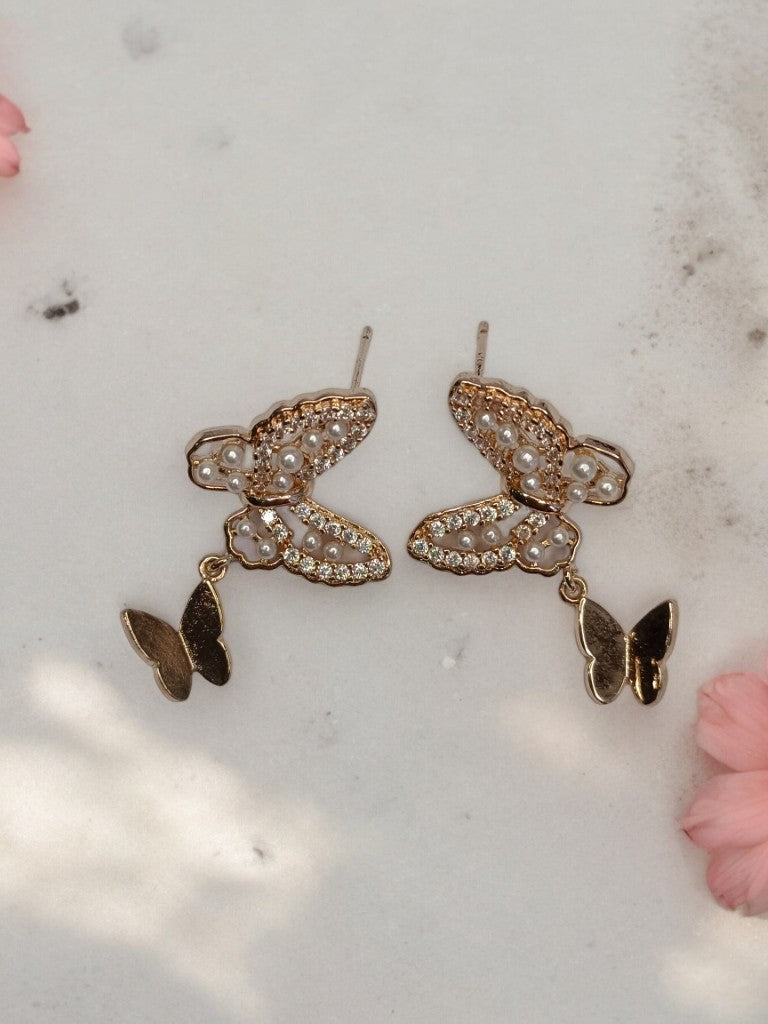 ROSE GOLD DIAMOND BUTTERFLY RUTHIE EARRINGS