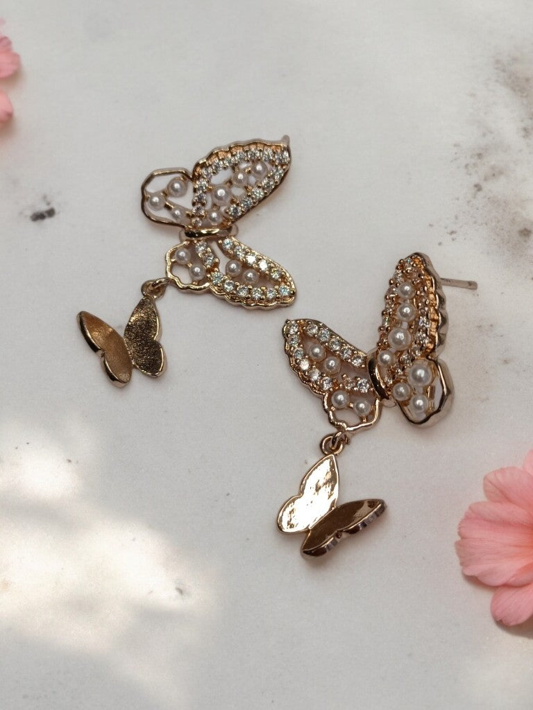 ROSE GOLD DIAMOND BUTTERFLY RUTHIE EARRINGS
