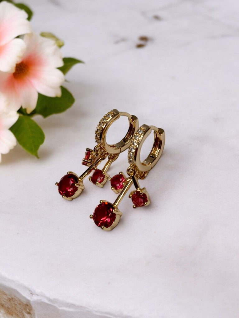 GOLD RED DIAMOND VIVIENNE EARRINGS