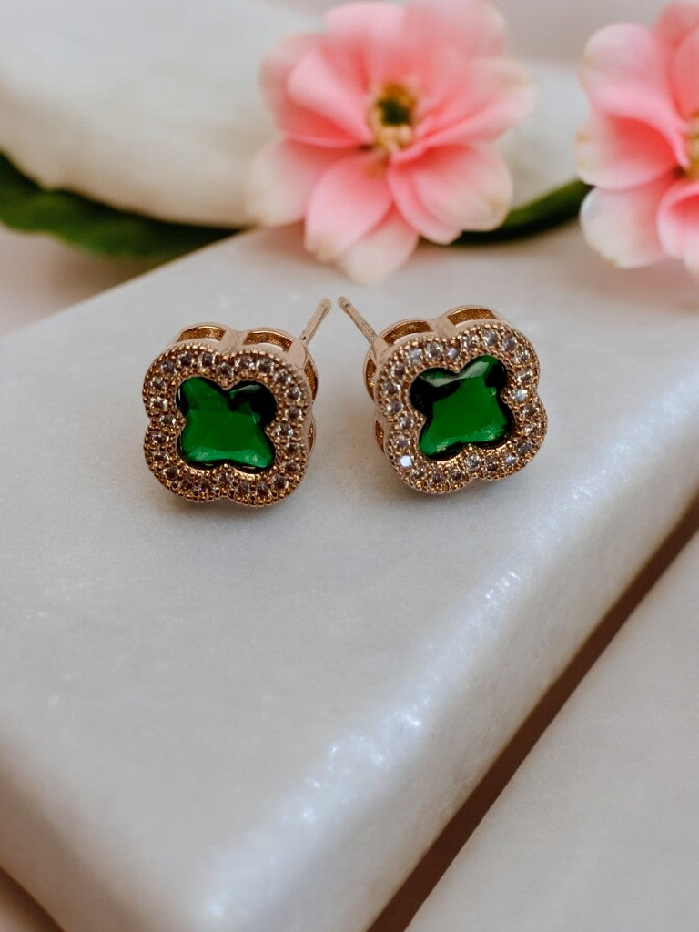 ROSE GOLD GREEN DIAMOND SABRINA EARRINGS