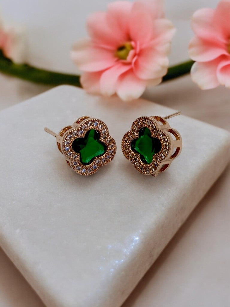 ROSE GOLD GREEN DIAMOND SABRINA EARRINGS