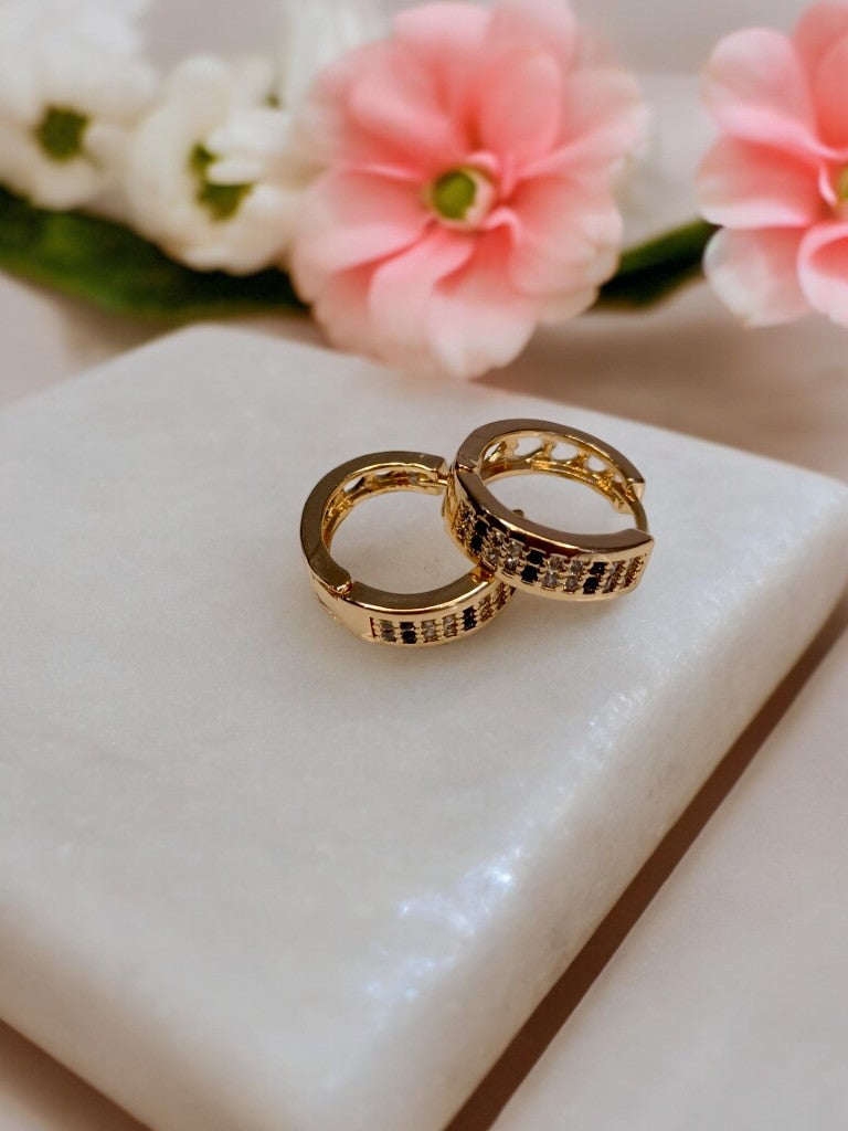 GOLD BLACK DIAMOND FIONA EARRINGS