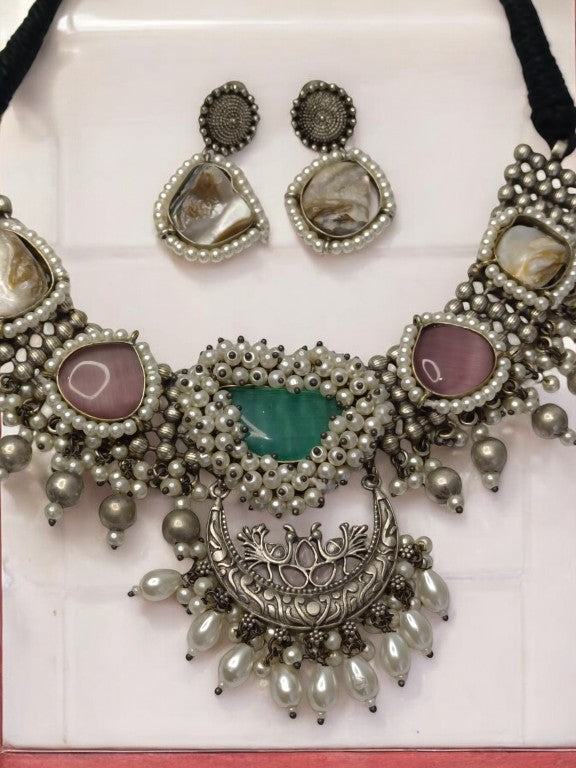 MULTI NIDHANA GERMAN SILVER JEWELLERY SET