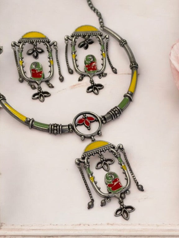 MULTI HANSHIKA GERMAN SILVER JEWELLERY SET