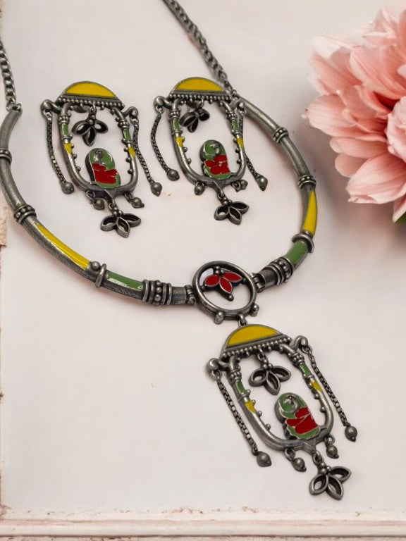 MULTI HANSHIKA GERMAN SILVER JEWELLERY SET
