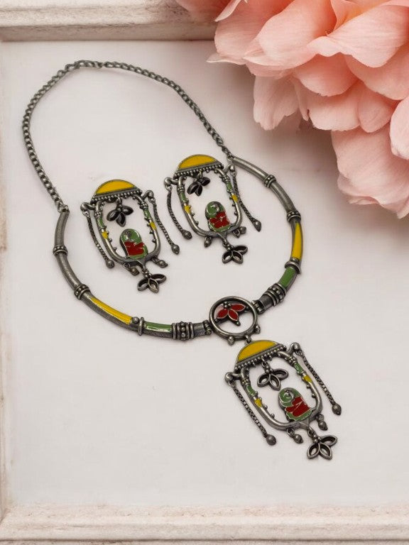 MULTI HANSHIKA GERMAN SILVER JEWELLERY SET