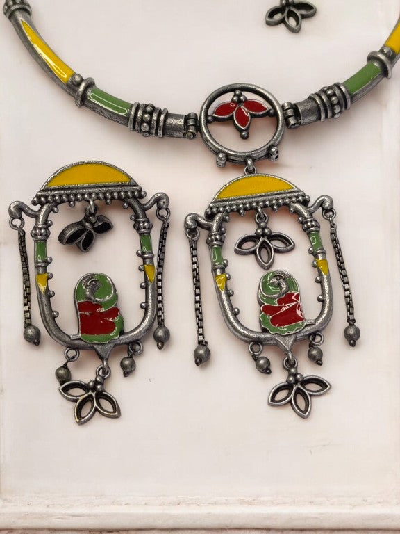 MULTI HANSHIKA GERMAN SILVER JEWELLERY SET