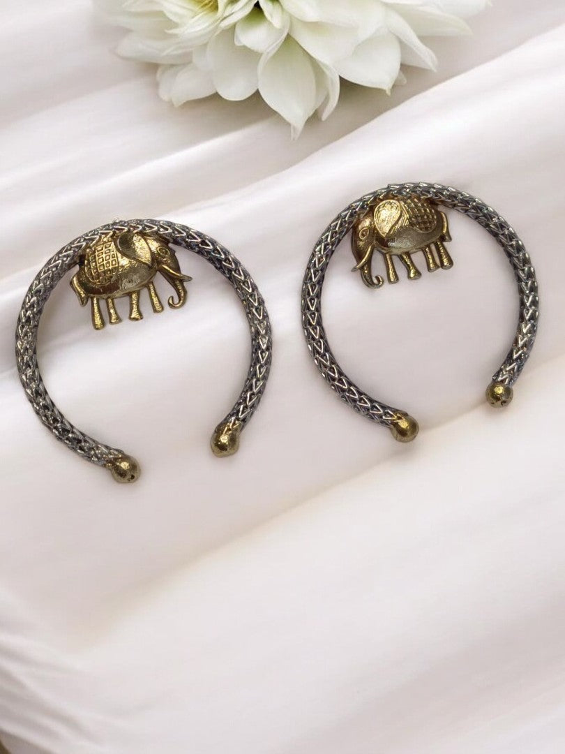 GOLDEN ELEPHANT PRIYASHI GERMAN SILVER EARRINGS