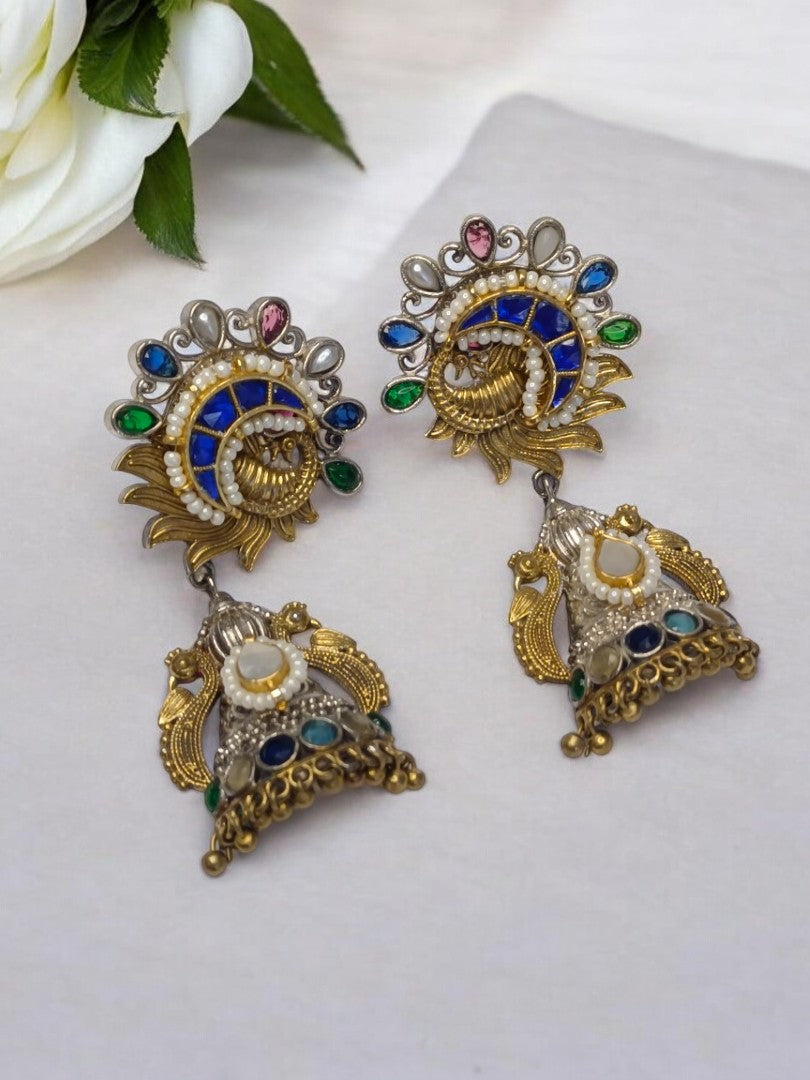 MULTI TAHINI GERMAN SILVER EARRINGS