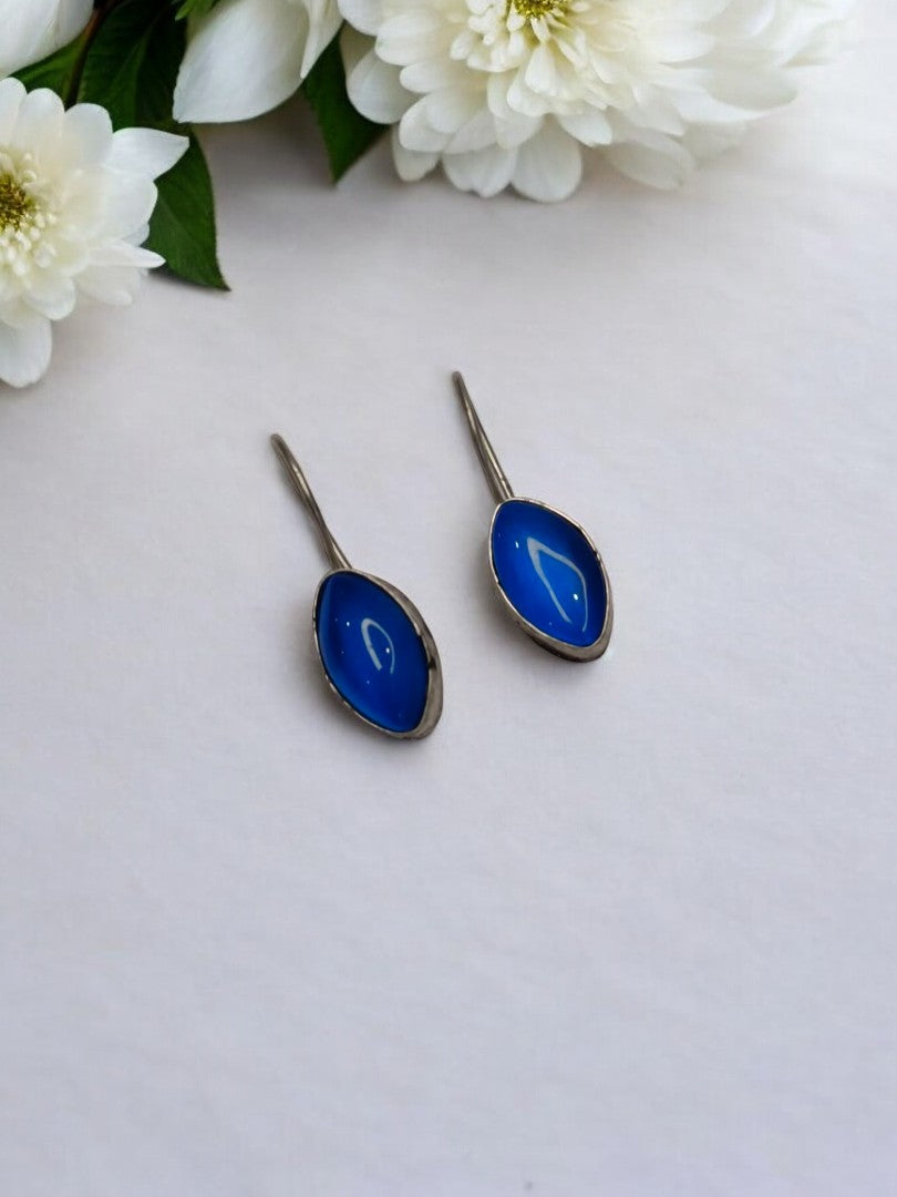 BLUE VAGINI GERMAN SILVER EARRINGS