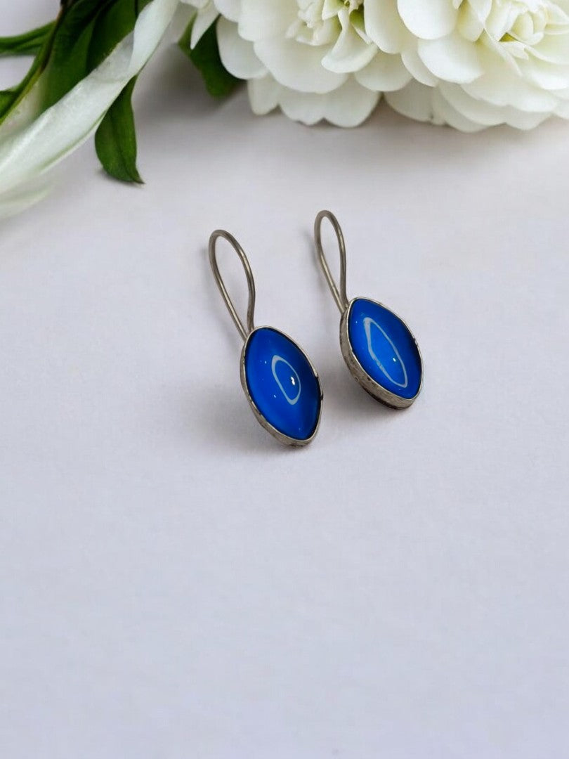 BLUE VAGINI GERMAN SILVER EARRINGS