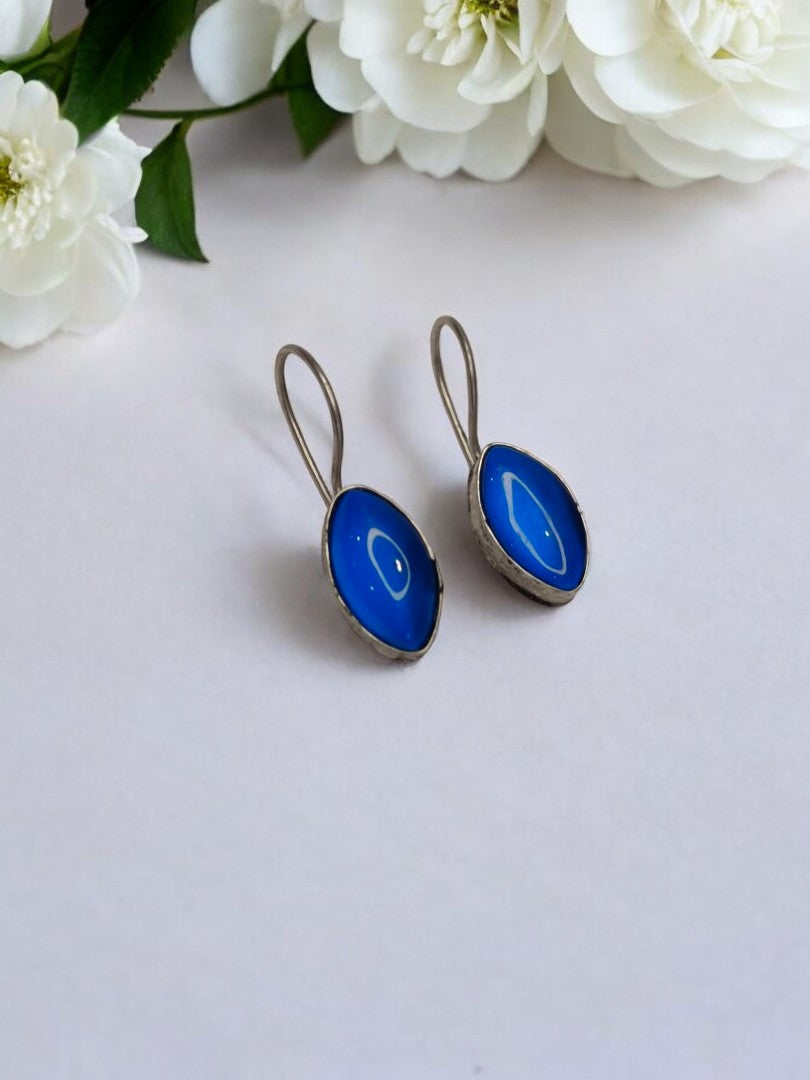 BLUE VAGINI GERMAN SILVER EARRINGS