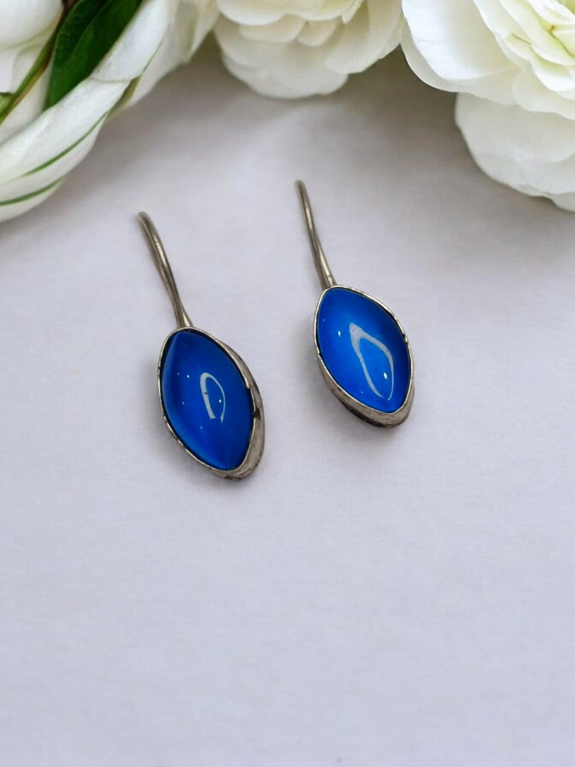 BLUE VAGINI GERMAN SILVER EARRINGS