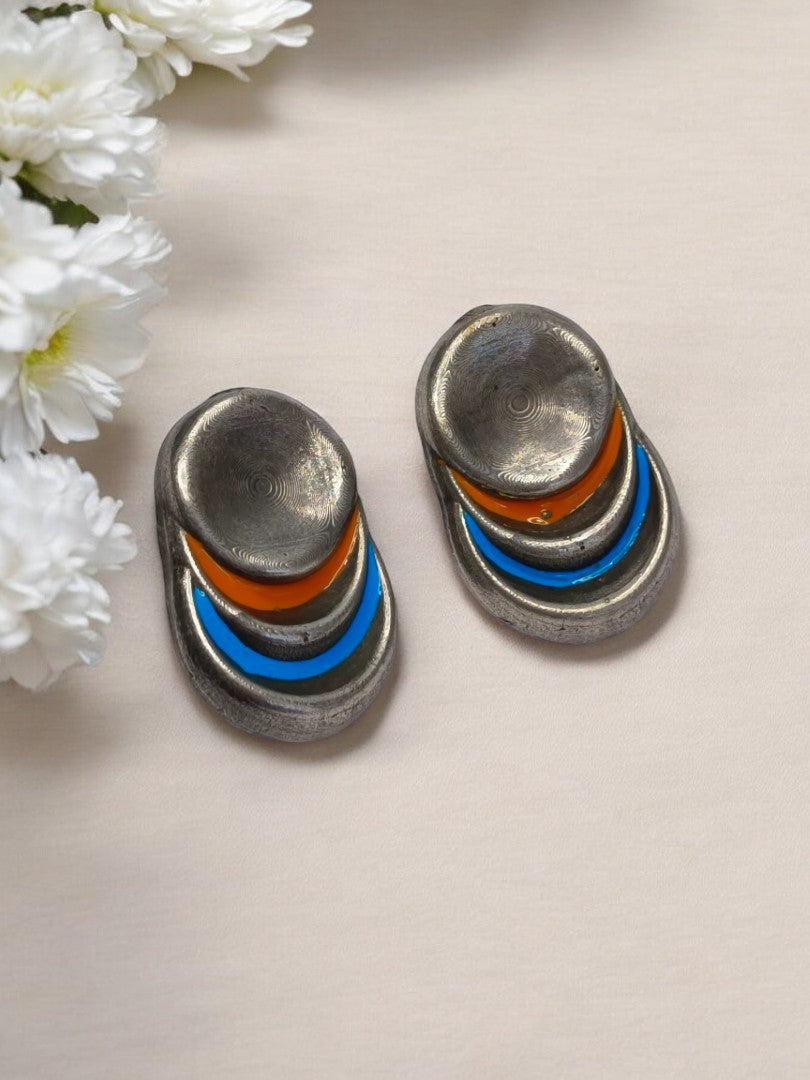 RUBY AND BLUE JHISHTHA GERMAN SILVER EARRINGS