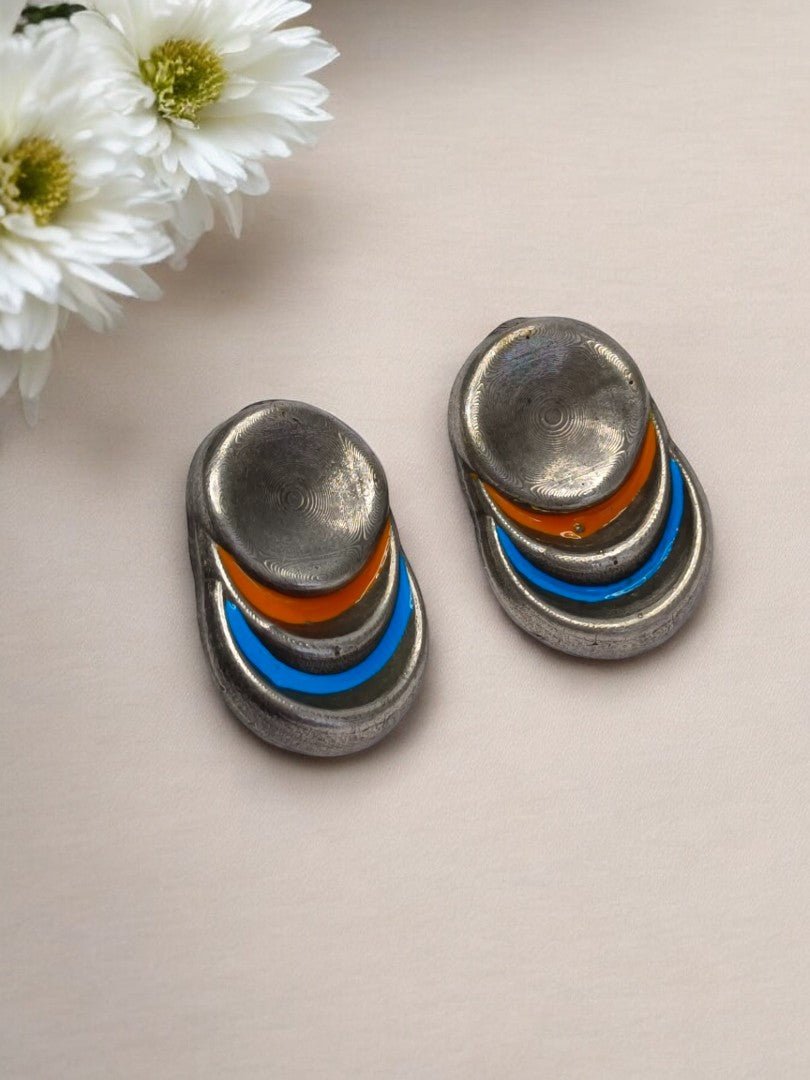 RUBY AND BLUE JHISHTHA GERMAN SILVER EARRINGS