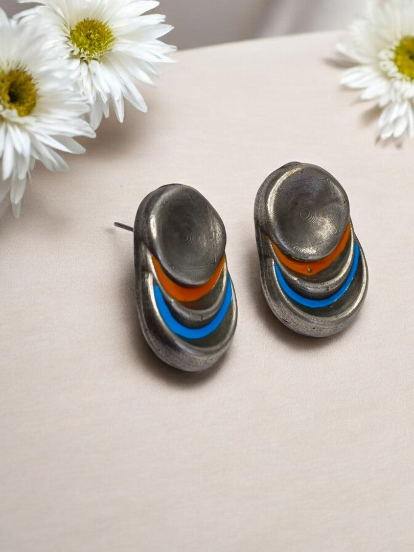 RUBY AND BLUE JHISHTHA GERMAN SILVER EARRINGS
