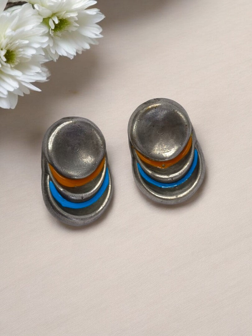 RUBY AND BLUE JHISHTHA GERMAN SILVER EARRINGS
