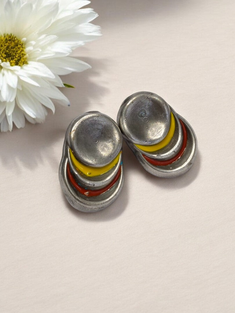 YELLOW AND RUBY JHISHTHA GERMAN SILVER EARRINGS