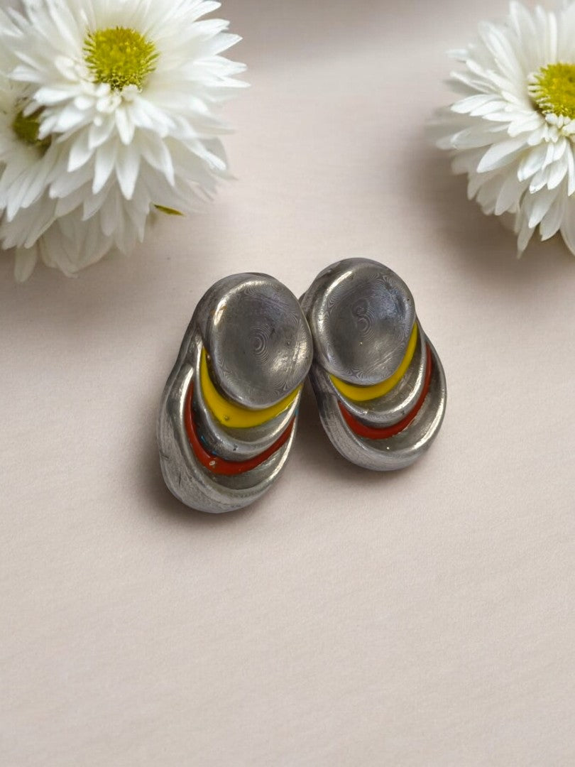 YELLOW AND RUBY JHISHTHA GERMAN SILVER EARRINGS