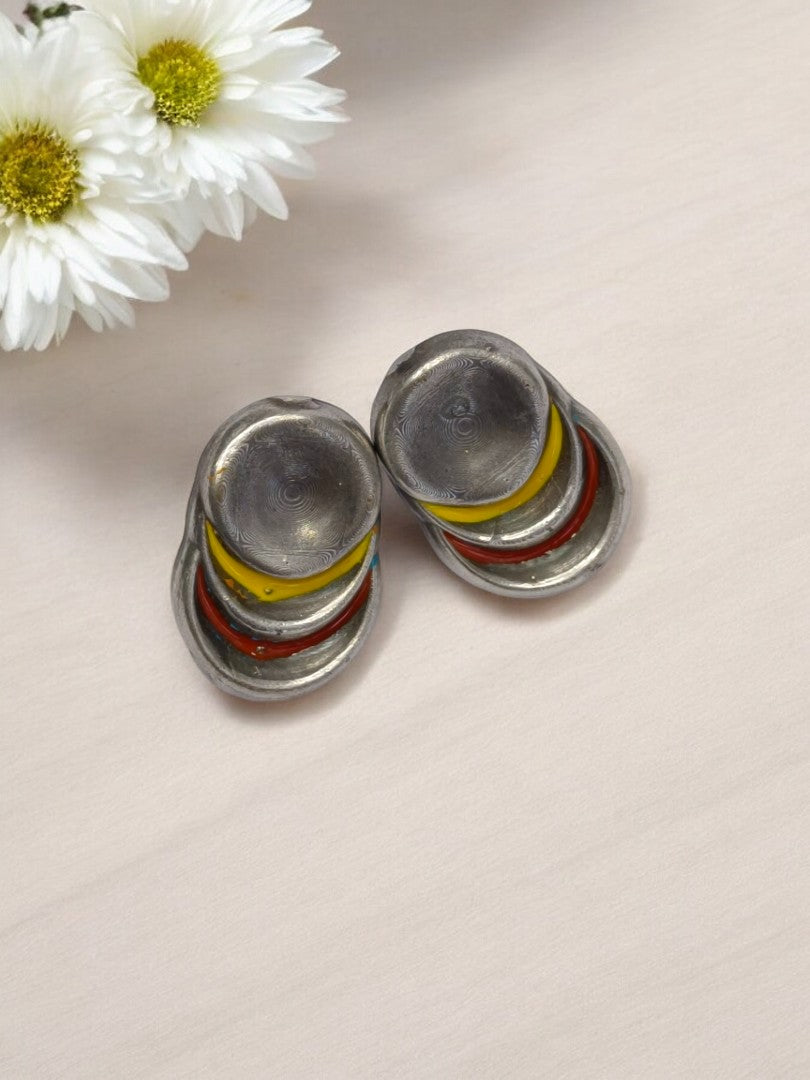 YELLOW AND RUBY JHISHTHA GERMAN SILVER EARRINGS