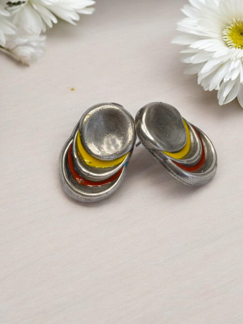 YELLOW AND RUBY JHISHTHA GERMAN SILVER EARRINGS