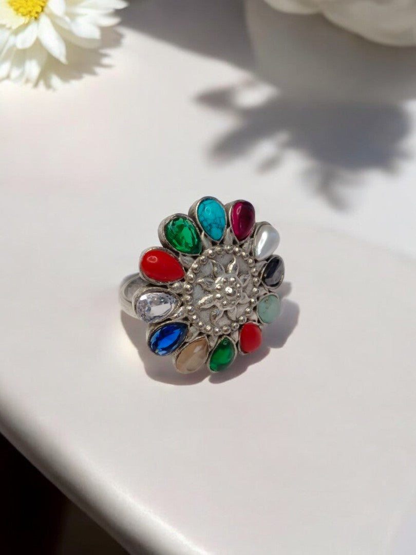 FLOWER GUL GERMAN SILVER RING