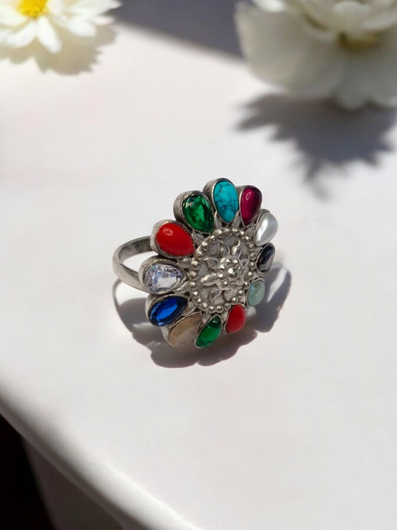 FLOWER GUL GERMAN SILVER RING