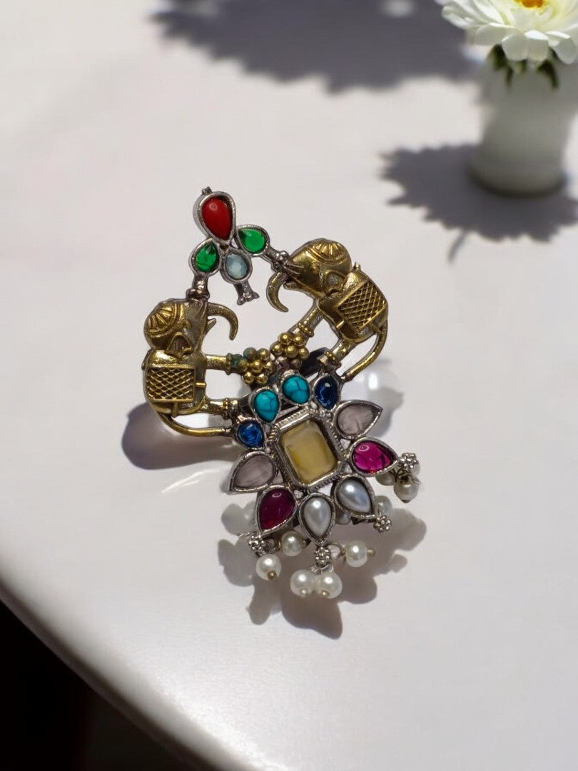 GOLDEN ELEPHANT SHVI GERMAN SILVER RING