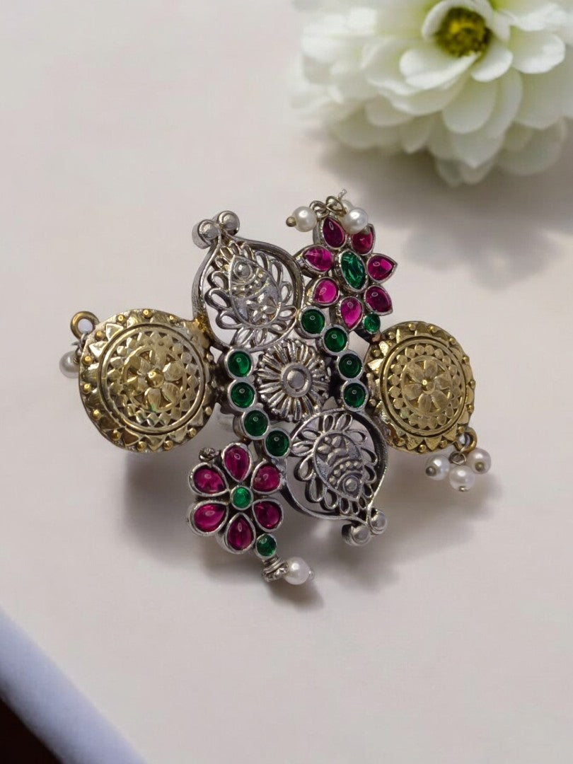 MULTI FLOWER YANI GERMAN SILVER RING