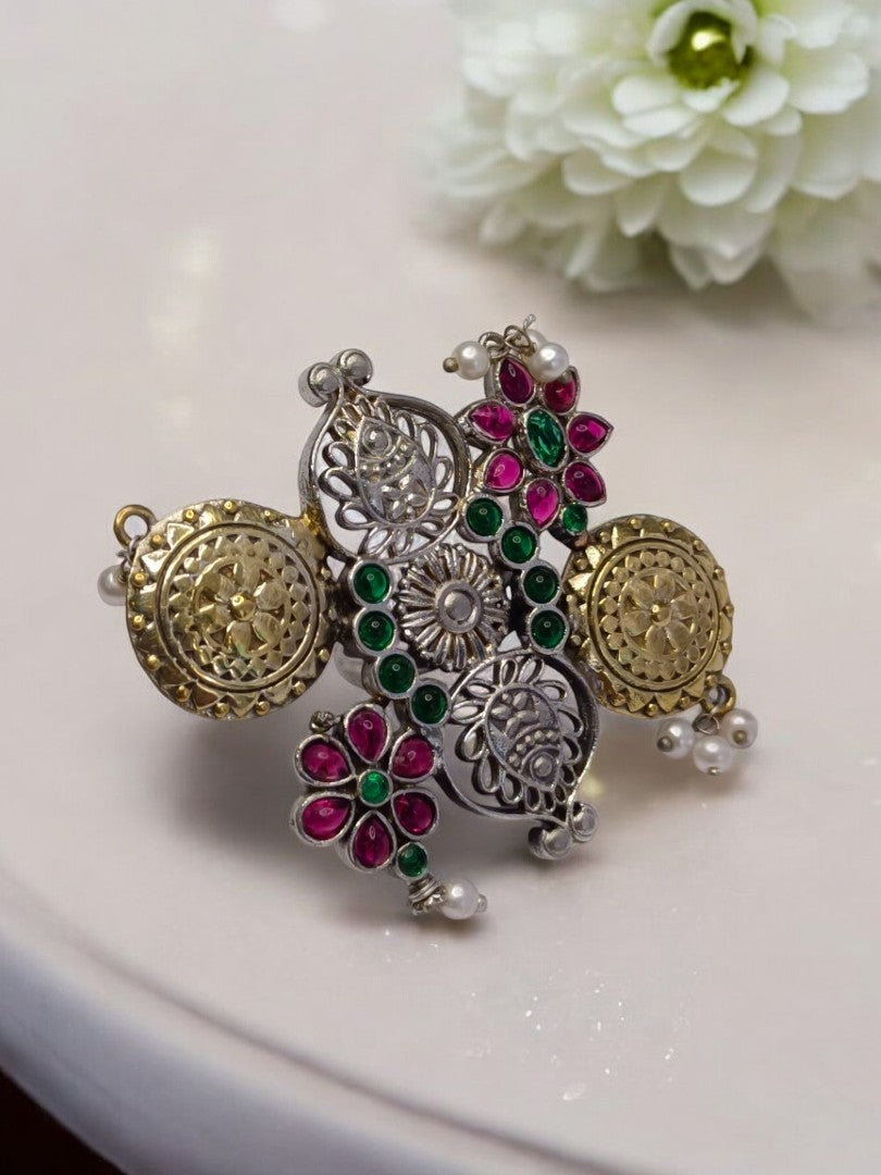 MULTI FLOWER YANI GERMAN SILVER RING