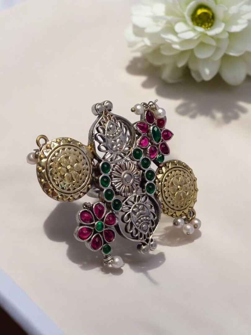 MULTI FLOWER YANI GERMAN SILVER RING