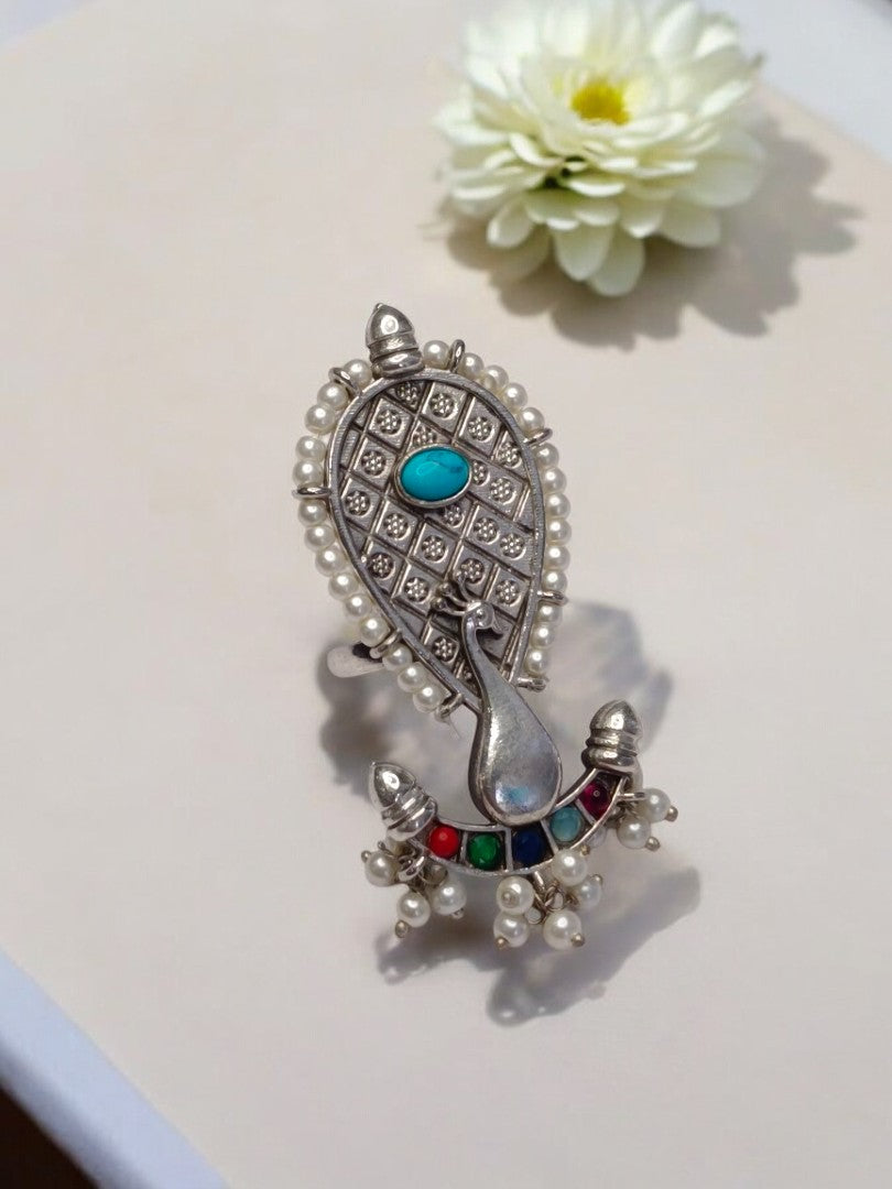 PEACOCK RATI GERMAN SILVER RING