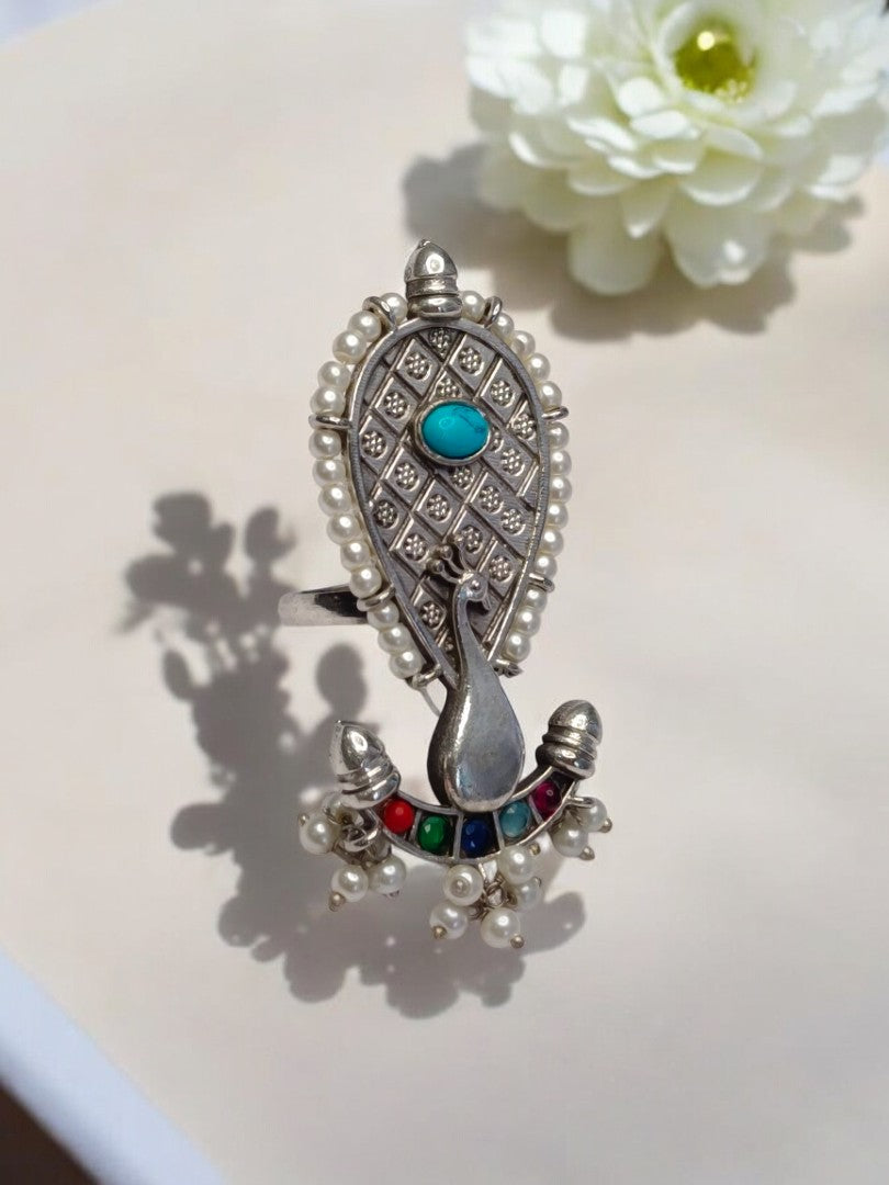 PEACOCK RATI GERMAN SILVER RING