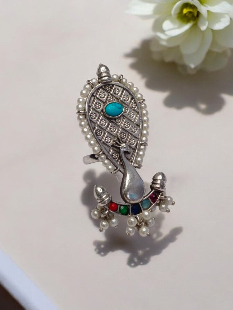 PEACOCK RATI GERMAN SILVER RING