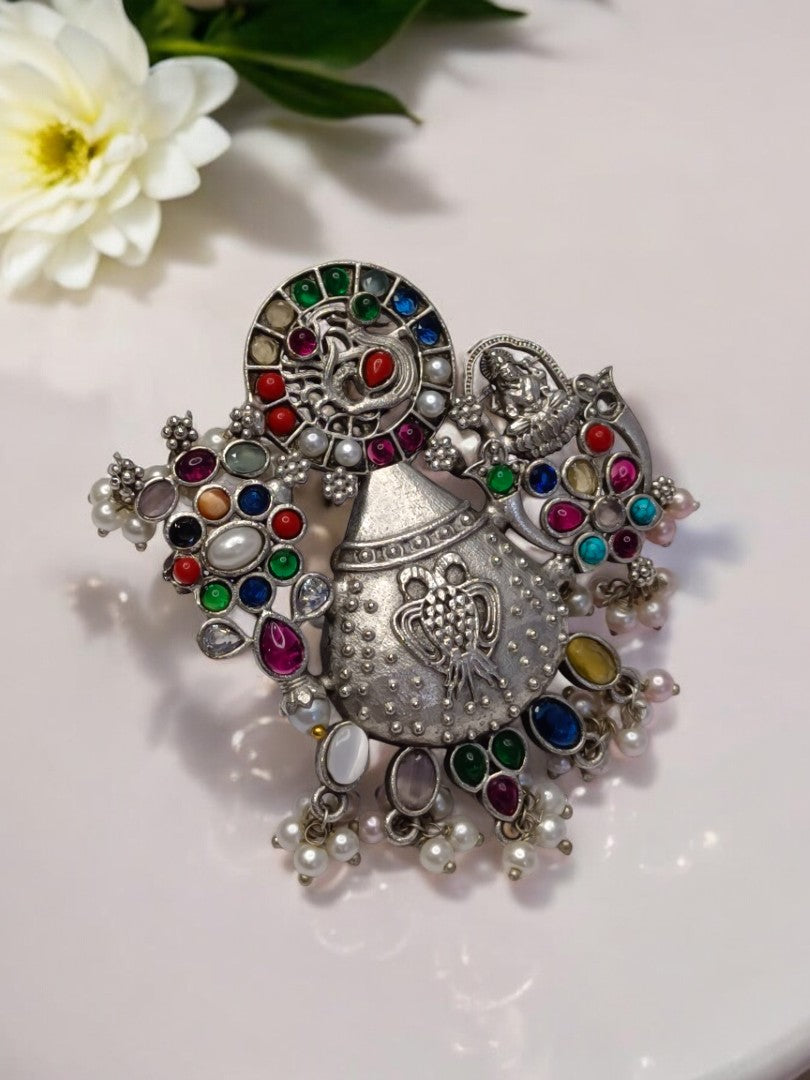 MULTI TEMPLE VEENA GERMAN SILVER RING