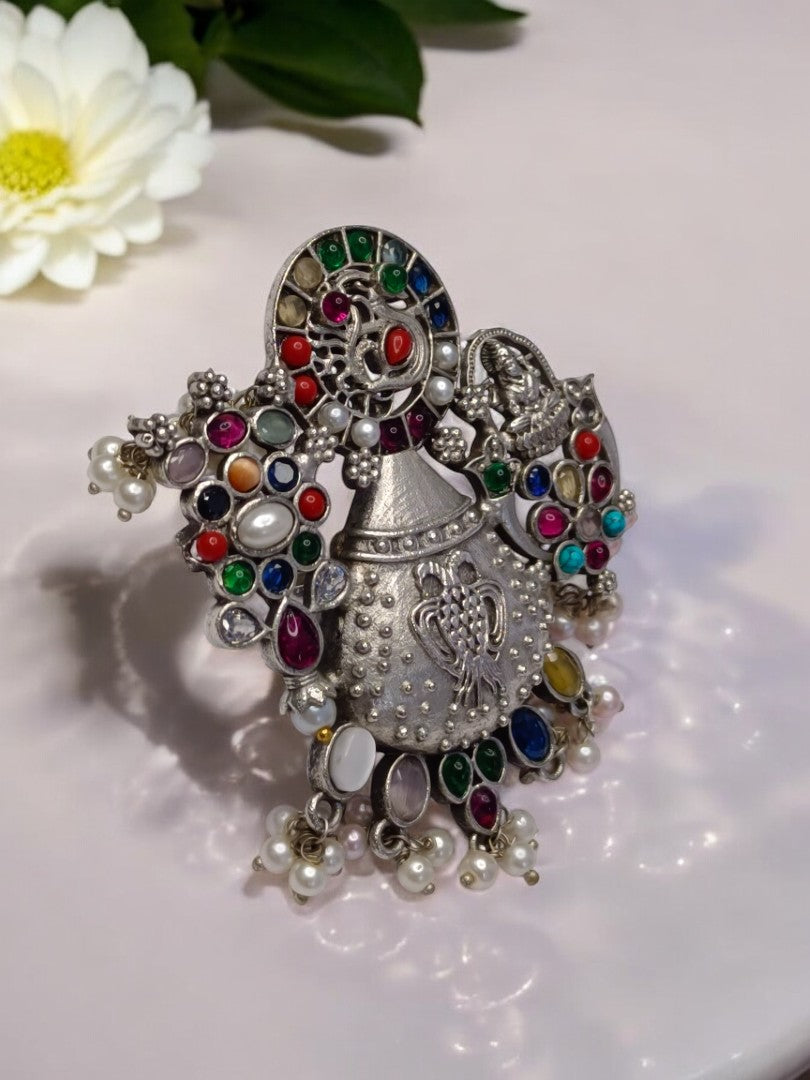 MULTI TEMPLE VEENA GERMAN SILVER RING