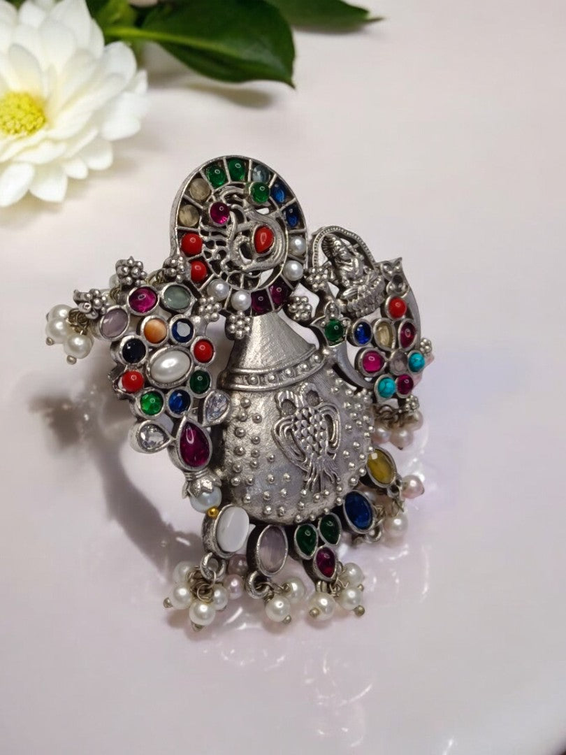MULTI TEMPLE VEENA GERMAN SILVER RING