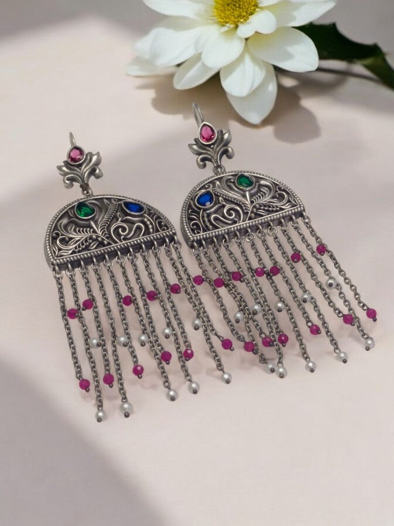 MULTI BRISHTHI GERMAN SILVER EARRINGS
