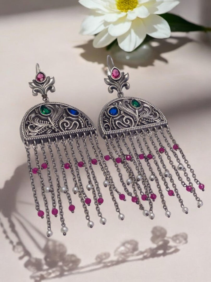 MULTI BRISHTHI GERMAN SILVER EARRINGS
