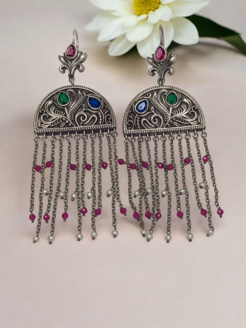 MULTI BRISHTHI GERMAN SILVER EARRINGS
