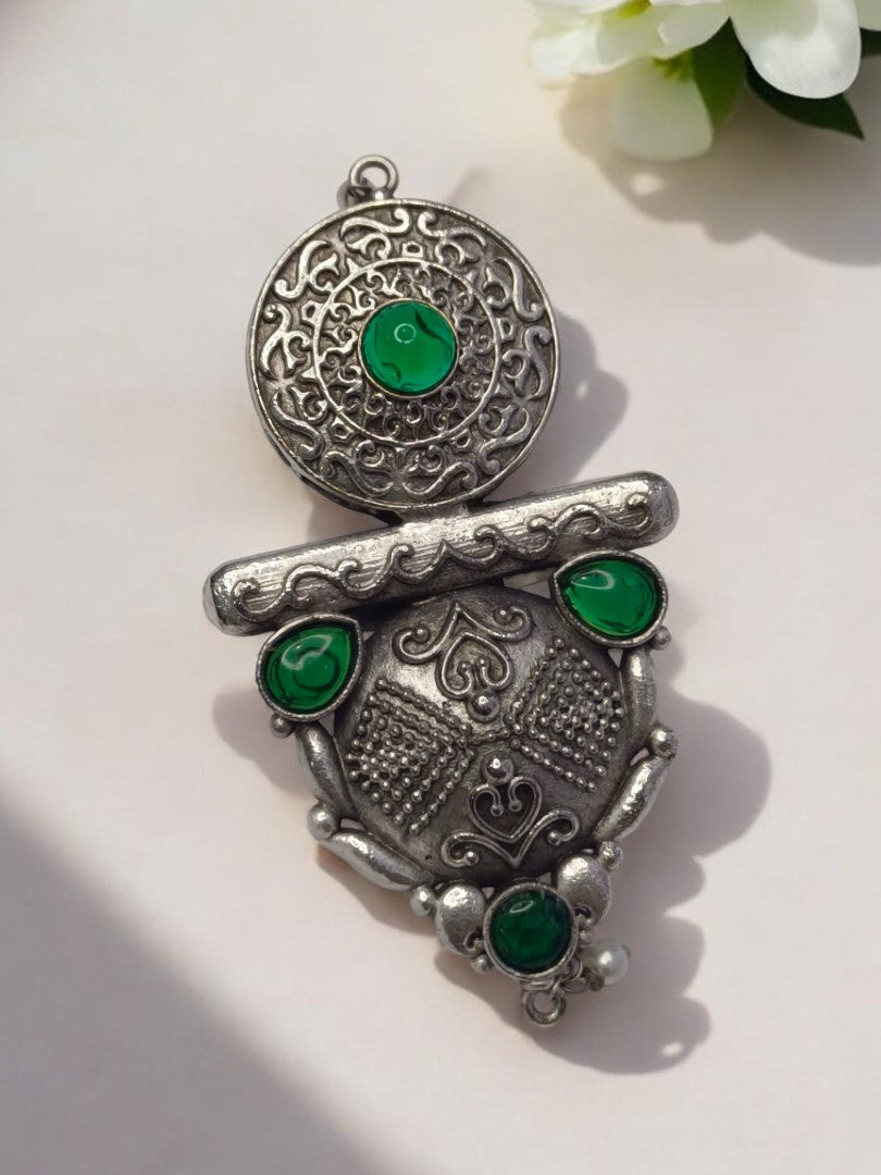 GREEN MANYA GERMAN SILVER RING
